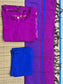 Pochampally sico set/ maternity 3 pc chudidhar set [ Top with center zip, pant and dupatta - Purple pink - A line no side open