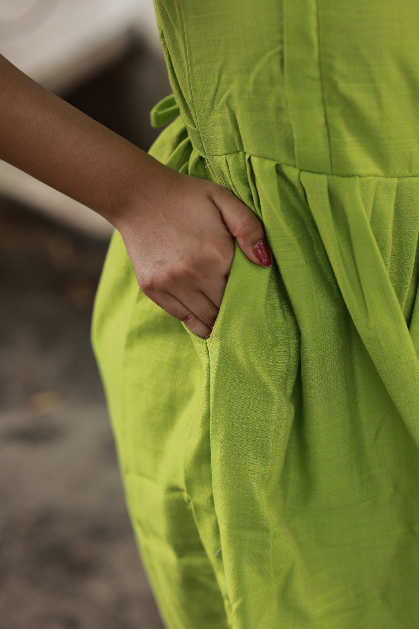 Soft silk - Double side zip  Maternity Maxi/Gown - Festival Collection(Full cotton Lining) - Parrot green