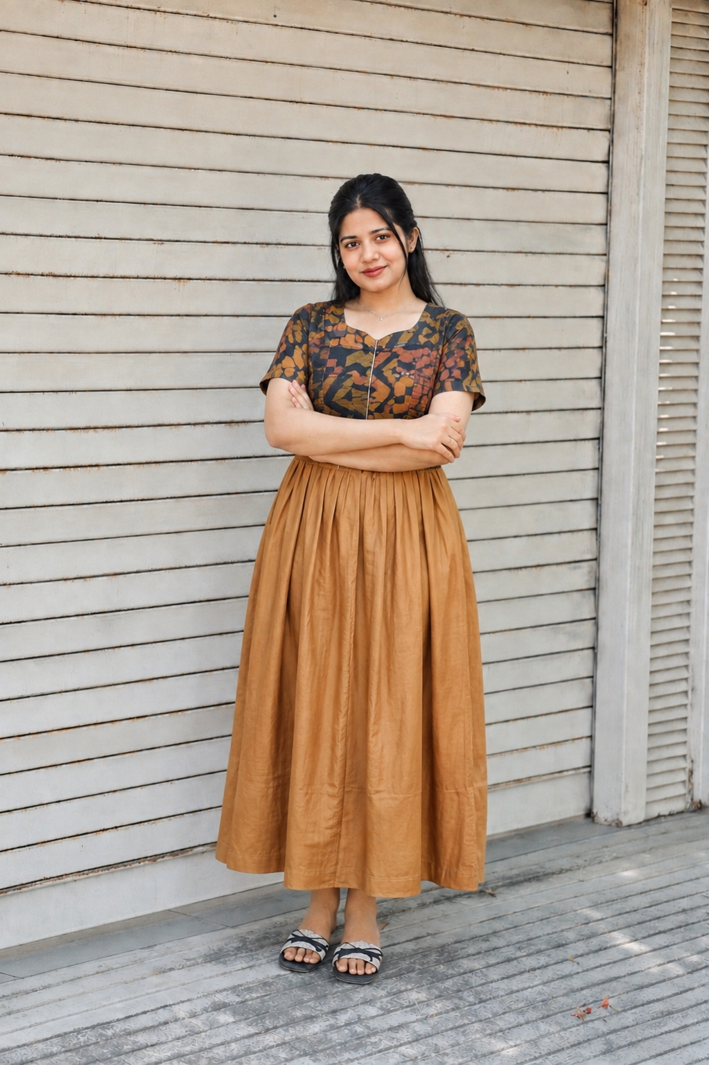 Raw silk Maternity Maxi/Gown in center zip - Festival Collection- Full cotton lining - Geometry