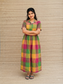 Madras checks Cotton - Feeding/ Maternity Maxi/Gown - Cotton lining /Center zip -Multi color