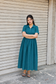 Prewashed handloom Cotton - Feeding/ Maternity Maxi/Gown - Cotton lining /Center zip -Collar Green stripe