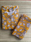 Block printed kalamkari cotton Maternity 2 pc chudidhar set [ Top with double side zip, and dupatta - Yellow flower