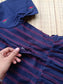 Handloom Cotton Maternity Feeding Gown/ maxi / Double side zip–Navy blue with pink line