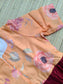 Raw silk Maternity Maxi/Gown in center zip - Festival Collection- Full cotton lining - Maroon with orange flower