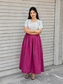 Cotton / Raw silk Maternity Maxi/Gown in center zip - Festival Collection- Full cotton lining - Vadamalli with pink flower