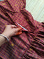Raw silk Maternity Maxi/Gown - Festival Collection - Chettinad Marron checks