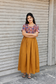 Cotton / Raw silk Maternity Maxi/Gown in center zip - Festival Collection- Full cotton lining - Honey with red flower