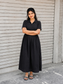 Georgette fabric- Feeding/ Maternity Maxi/Gown - Cotton lining /Center zip -Collar Self black