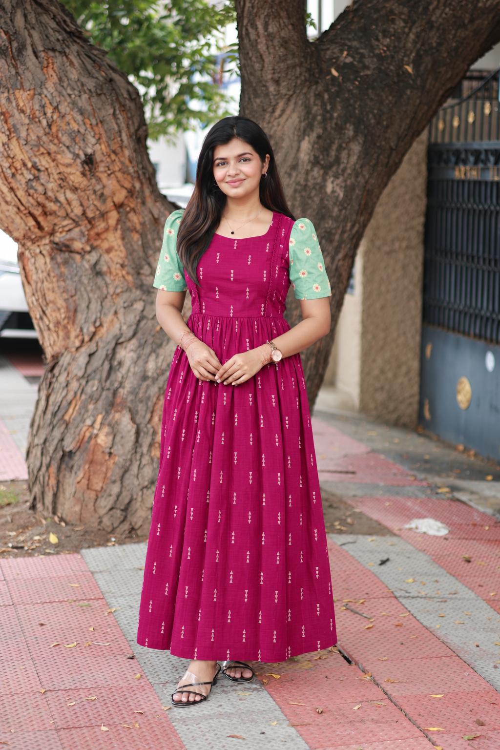 Raw Silk Maternity Feeding Gown/Maxi – Pink | Double Side Zip
