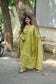 Cotton /Maternity 3 pc chudidhar set [ A line Top with double side zip, pant and dupatta] -Olive green ( No side open top)