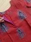 Kalamkari Cotton  A line Maternity Feeding Kurti /Center Zip(Dress length 45 inches)- Red