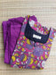 Cotton / Raw silk Maternity Maxi/Gown in center zip - Festival Collection- Full cotton lining - Violet with violet flower