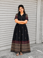 Handloom Jamdani - Maternity / Feeding - Maxi/Gown - Cotton Lining - Center zip- Collar black and Sandal