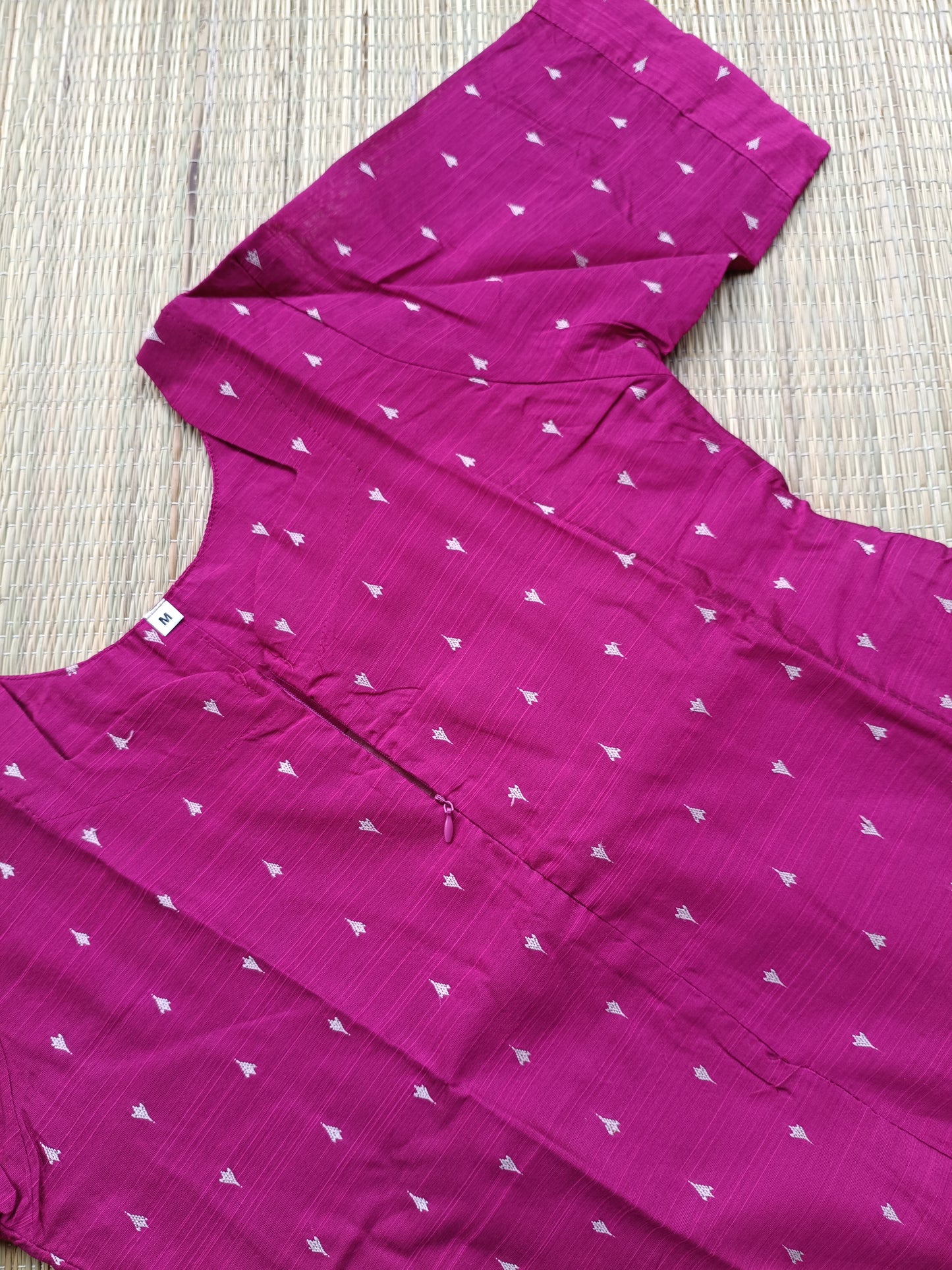 Raw Silk Maternity 3 Pc Chudidhar Set –  Pink (Center Zip, No Side Top)