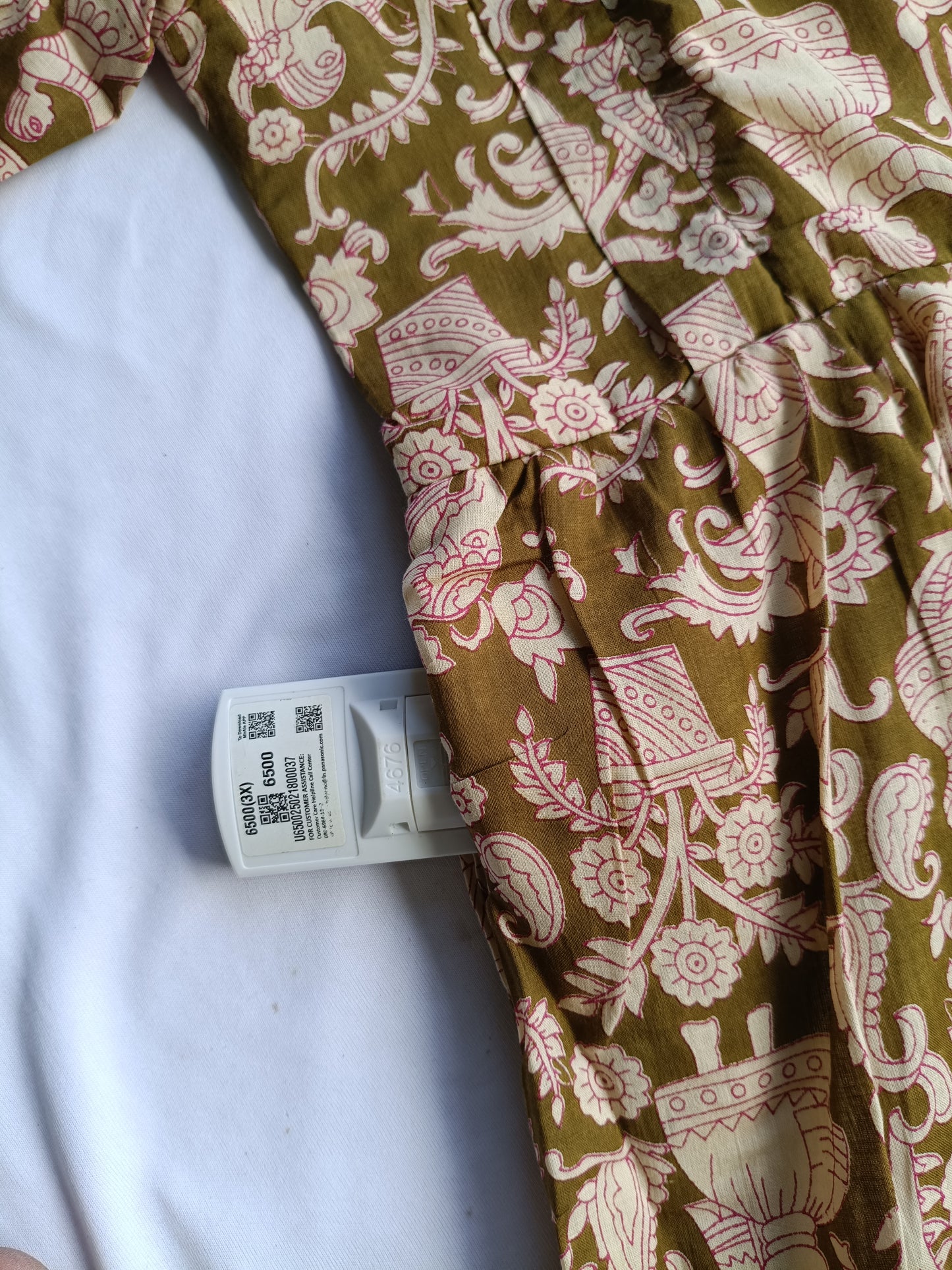 Cotton - Feeding/ Maternity Maxi/Gown - Cotton lining /Double side zip - Kalamkari Green statue