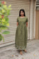 Handloom Jamdani - Maternity / Feeding - Maxi/Gown - Cotton Lining - Double side Zips - Pista Green