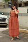 Premium Muslin- Feeding/ Maternity Maxi/Gown - Full Cotton lining /Double side zip -  Brown Muslin Embroidery