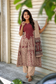 Block printed kalamkari cotton Maternity 3 pc chudidhar set [ Top with center zip, Pant and dupatta - Maroon ( A line kurti -No side open)