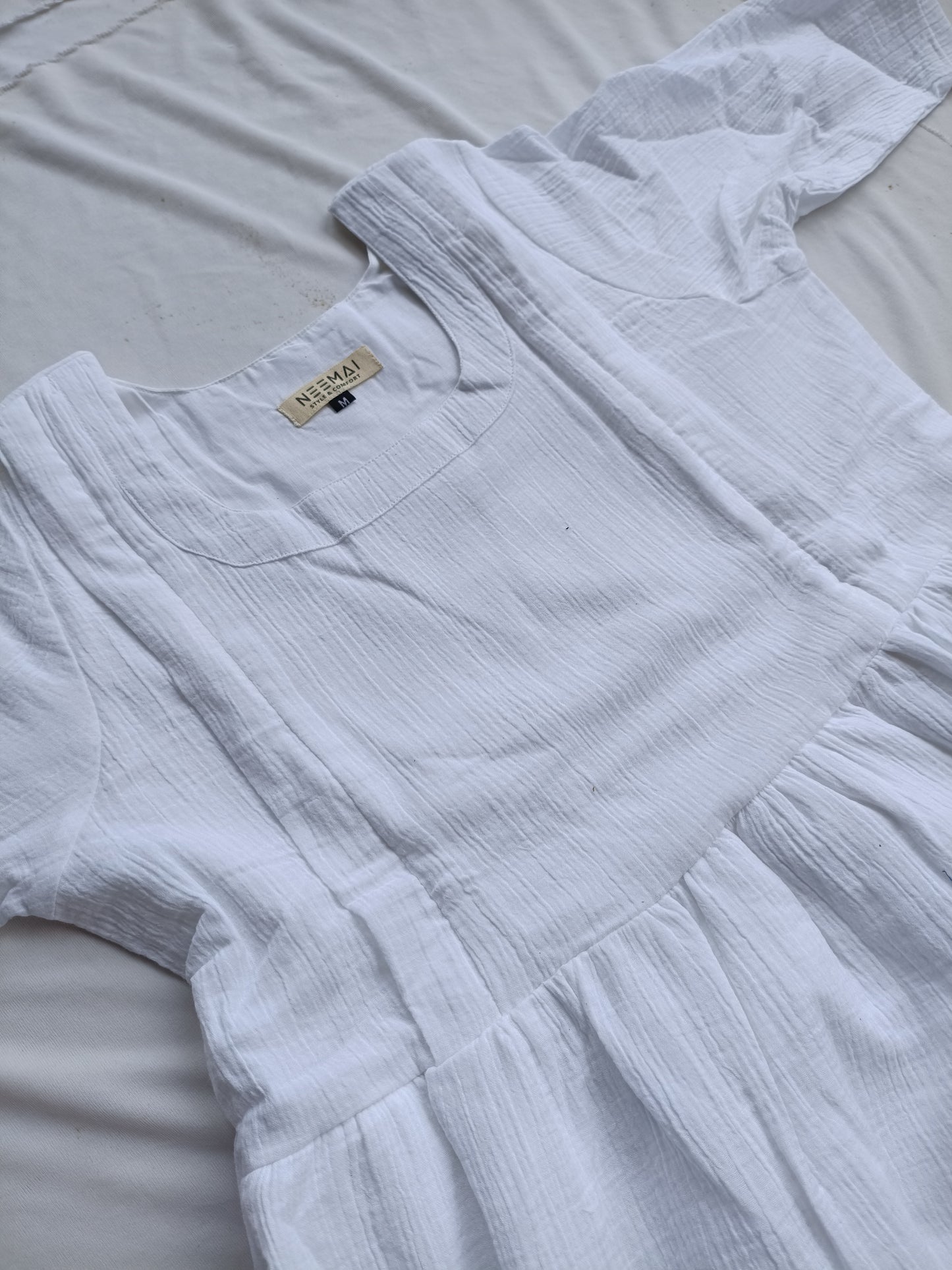 Premium Muslin- Feeding/ Maternity Maxi/Gown - Cotton lining /Double side zip -  Pure White Maxi