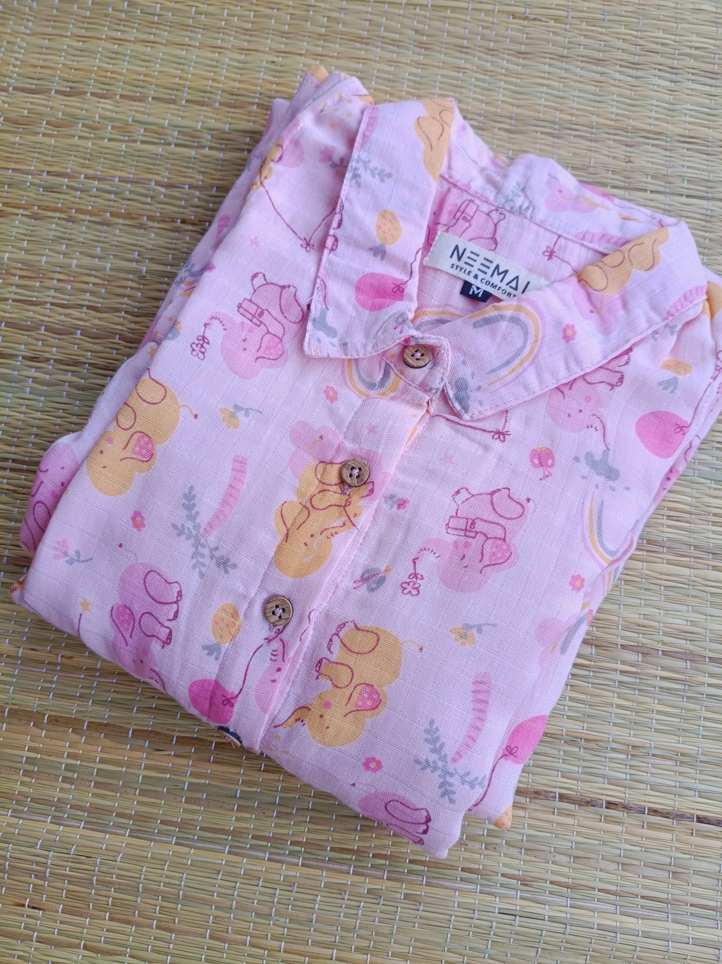 Muslin Collar A line Dress (Relaxed Fit) – Light Pink|Front 4 Button Openable  Maternity & Feeding/Casual wear Dress