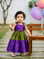 Girl  Baby Dess/ Raw silk - Purple and green