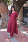 Raw silk Maternity 3 pc chudidhar set [ A line Top with center side zip,  Pant and dupatta - Pink checks (No Side open top)