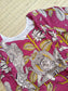 Block printed kalamkari cotton Maternity 2 pc chudidhar set [ Top with double side zip, and dupatta - Pink and yellow