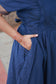 Chettinad Cotton -2 pc set -Maternity Maxi/Gown - Festival Collection -Full cotton lining- Double side zip with dupatta- Navy blue And Sandal
