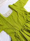 Prewashed Handloom Cotton - Feeding/ Maternity Maxi/Gown - Cotton lining /Double side zip - Green Stripe
